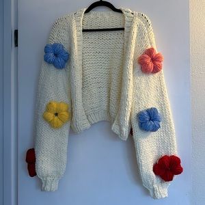 Woven flower cardigan